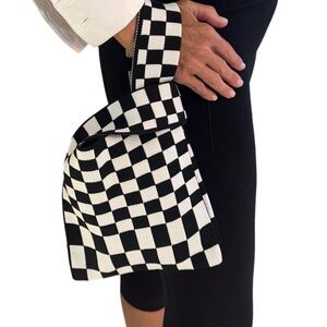 Poshe Checkered Black and White Wristlet Handbag